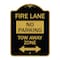 Signmission Fire Lane Tow-Away Zone W/ Bidirectional Arrow, Black & Gold Aluminum Sign, 18" x 24", BG-1824-23979 A-DES-BG-1824-23979 - alternate 1